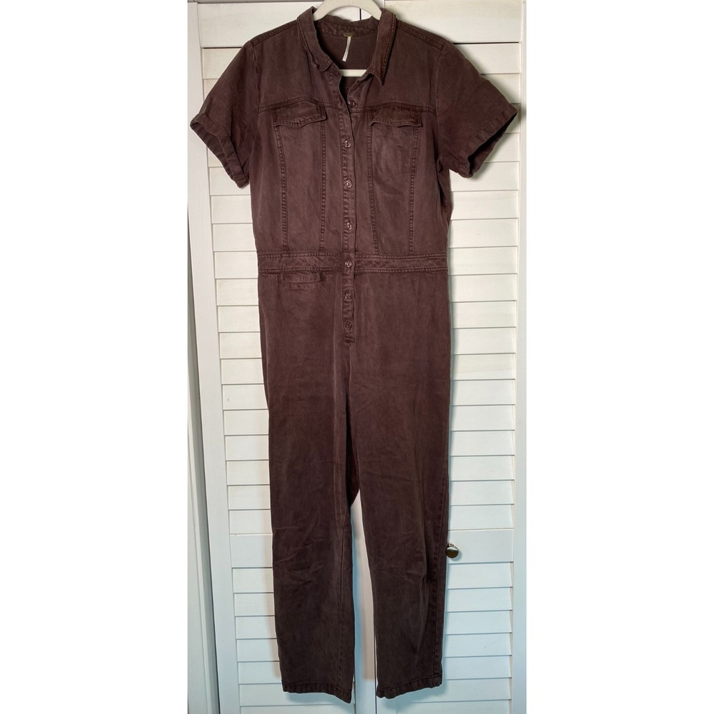 YFB Young Fabulous & Broke Jumpsuit  Aviator  Short Sleeve Brown |  Size Large